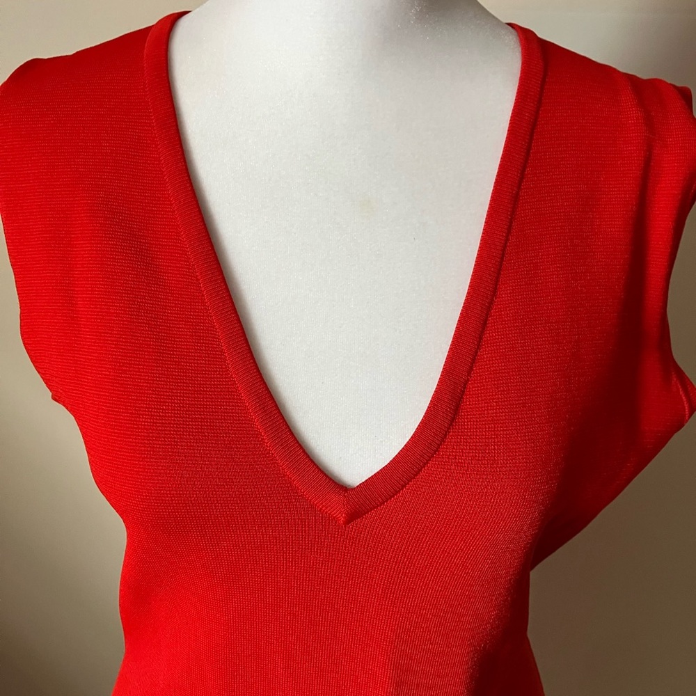 Yigal Azrouel Red Colorblock Sleeveless Wool Blend Dress size Large - Picture 5 of 9